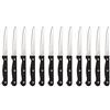 PINTINOX Prima Collection Set 12 pz Coltelli Bistecca Punta Tonda Acciaio Inox Manico Nero con Rivetti