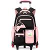 Amythe Zaino con Ruote Bambina 10-18 Anni - Trolley Scolastico 6 Ruote con Carrello Rimovibile - Zaino Trolley per Ragazze Scuole Medie - Grande Capacità per PC 15.6, Rosa