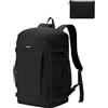 ECOHUB Zaino Ryanair 40x30x20 cm Leggero e 2 in 1, Zaino da Viaggio Pieghevole Sotto il Sedile, Bagaglio a Mano con Tasca Antifurto, Borsa da Cabina in Tessuto Riciclato per Uomo e Donna, Nero