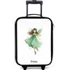 NoBoringSuitcases.com® Valigia Per Bambini Compatto 48x31x19 cm Bagaglio Ultraleggero Trolley A Mano Rigidi LED Ruote Valigie Bimbi - Ragazze - Elfo - Verde - Bianco