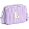 YOOLIFE Borsa a tracolla con lettere per bambine, regalo per bambine da 3, 4, 5, 6, 7, 8, 9, 10, 11, 12 anni, regalo di compleanno personalizzato per adolescenti, sorelle, nipote, Lilla, L