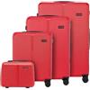 WITTCHEN Stripes Line Set valigie con beauty case Valigie da viaggio Bagaglio rigido ABS 4 ruote doppie Manico telescopico Chiusura con lucchetto Rosso