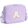 YOOLIFE Borsa a tracolla con lettere per bambine, regalo per bambine da 3, 4, 5, 6, 7, 8, 9, 10, 11, 12 anni, regalo di compleanno personalizzato per adolescenti, sorelle, nipote, Lilla, A