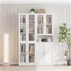 VOWNER Libreria con Ante in Vetro, Libreria a 5 Ripiani con Ripiano Regolabile, Set Moderno di Mobili Contenitori per Ufficio, Soggiorno, Bianco(CD)