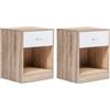 IDMarket - Set di 2 comodini Olga in Legno di faggio e cassetto Bianco