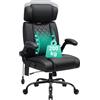 HOFFREE 200kg Sedia Da Ufficio Ergonomica con Supporto Lombare Poltrona Direzionale in Pelle PU con Braccioli Ribaltabili Schienale Alto Sedia Da Computer, Testiera Regolabile, Nero
