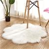 DQMEN Faux pelliccia di agnello di pecora tappeto,Pelliccia sintetica Tappeto vello di pecora (Fiore di prugna, bianco, 90 X 90 CM)