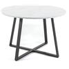 SIEDITI FUORI E DENTRO Tavolo rotondo da pranzo con gambe in metallo ad incrocio e top in laminato, tavolo rotondo 110 cm da cucina per 4 persone - Damiano (Gambe Grigio Scuro, Top Marmo Bianco)