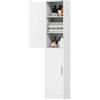 HOMCOM Mobile Bagno Alto Slim a Colonna 6 Livelli 40x35x180 cm, Bianco | Mobiletto Bagno Salvaspazio, con 2 Armadietti a Ante, Ripiani Regolabili, per Lavanderia Salotto Soggiorno Cucina, Nordico