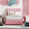 Lexiou Lettino imbottito per bambini, 90 x 200 cm, letto idraulico in lino, delicato sulla pelle, colore: rosa, LDU00061-CL