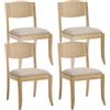 chairus Set di 4 Sedie Cucina in Legno di Gomma Massello Sedia Cucina Moderna con Seduta Imbottita in Lino Sedia da Sala da Pranzo Comoda per Cucina/Soggiorno/Ristorante, Beige