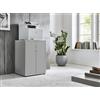 BMG Möbel Armadio per stampante da ufficio, altezza 74 cm, con 2 ante, 3 ripiani, ideale come estensione per scrivanie, disponibile in 26 diverse combinazioni di colori (grigio - grigio opaco)