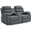 Generic Divano Reclinabile 2 Posti in Tessuto Grigio con Portabicchieri - Sofà Relax Moderno con Sedili Reclinabili e Comfort Imbottito - 185x85x90 cm - Ideale per Soggiorno e Home Theater