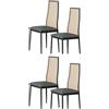 Sempoda Set di 4 sedie da pranzo in rattan, moderne di metà secolo con gambe in metallo dorato, schienale in rattan, sedie da cucina e sala da pranzo, senza braccioli, con schienale in rete, per cucina e sala