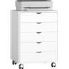 HOMCOM Schedario da Ufficio con 5 Cassetti, Ruote e Blocco, Cassettiera Ufficio per Documenti A3/Lettera/Formato A4, Armadietto Verticale Salvaspazio per Studio, 50x40x67.5 cm, Bianco