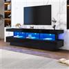 ModernLuxe Mobile Porta TV Nero per 70 Pollici con 3 Ripiani in Vetro, Illuminazione a LED, Lucido con Mobile TV Smart in Vetro, 160cm