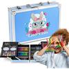 Maverton Valigetta Colori Personalizzata - Azzurra o Rosa a 2 Piani - Set Pittura e Disegno - Kit Matite Colorate Pastelli Pennarelli Colori a Matita - Regalo Bambini Compleanno