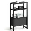 IRCPEN Tavolino da Divano Tavolino Sottile con Cestino in Tessuto 3 Livelli Mobiletto Salvaspazio Per Piccoli Spaz Comodino Stretto Moderno Per Soggiorno Camera Balcone Cucina Nero LET503B