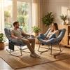 Fiutazge 2 Pezzi Sedia a Dondolo da Esterno,Poltrona Relax Ergonomica a Forma di Uovo per Giardino,Balcone,Veranda e Soggiorno,Portata 180 kg,Grigio