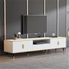 ModernLuxe Mobile TV Basso Moderno, Effetto Marmo, Pannello Porta TV Bianco per 90 Pollici, due Ante, un Cassetto, 200 x 40 x 46 cm
