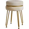 IBUYKE moderno velluto rotondo poggiapiedi, Vanity sedia per sala trucco, Vanity sgabello poggiapiedi con gambe d'oro, sgabelli in accento moderno per camera da letto, soggiorno, crema-bianco L/G-40M