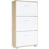 Casaria Scarpiera Mobile per Scarpe Legno Rovere 3 Scompartimenti 115x60x24 cm Scaffale Salvaspazio