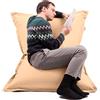 Avalon - Puff Poltrona Sacco Cuscino Grande Thin 220L Deluxe Sfoderabile, Pouf Sacco Sartoriale, Bean Bag in Tessuto Antistrappo/Impermeabile con Sacca Interna, Made in Italy (130x90cm-Ecrù)