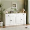 VOWNER Credenza con cassetti, cassettiera con 2 ante, credenza con piano di lavoro, buffet, TV Board Armadietto per soggiorno, camera da letto, 40 x 80 x 80 cm (bianco, 2 pezzi)