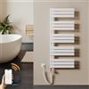 S'AFIELINA scaldasalviette Elettrico Bagno 1320×500mm Bianco, 800 W termoarredo Elettrico Bagno con WiFi e termostato, Timer 7×24 h, Protezione antigelo, LCD, Tubi Piatti Design scaldasalviette