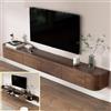 XDXINY Supporto mobile per TV in legno massello da parete con porta, console multimediale TV, con ampio spazio di archiviazione, per TV (marrone, 240 x 30 x 20 cm)