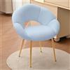 SUPPNEED Sedia da toeletta in tessuto Teddy, poltrona relax e da lettura, a forma di fiore, poltrona lounge per studio, camera da letto, soggiorno, balcone (tessuto Teddy, azzurro)