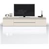WHOUS Mobile Porta TV MAGIC per Soggiorno con 2 Ante e 2 Cassetti, Mobile Tv per Salotto in Legno, 240x40x55 cm, Cashmere