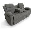 Generic Divano Reclinabile 3 Posti in Tessuto Grigio con Portabicchieri - Sofa Relax Moderno con Sedili Reclinabili e Comfort Imbottito - 195 × 85 × 90 cm