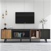 ModernLuxe Mobile Porta TV Moderno, 200x40x55,5 cm, Legno Scuro, Mobiletto TV Soggiorno per un Televisore da 90 Pollici, Grau Holzmaserung