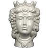 Ceramiche Azzaro & Romano Caltagirone Testa di moro siciliana donna H cm 25 bianca in ceramica di Caltagirone fatta a mano