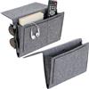HhBdy 2 Pezzi Tasca Portaoggetti Letto, 20 x 32 cm Organizzatore Porta Oggetti in Feltro per Camera da Letto con 5 Tasca per Telefono Cellulare, iPad, Telecomando, Libri, Occhiali Riviste (Grigio)