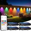 sununiny Luci solari per recinzioni esterne con telecomando, confezione da 4 luci solari a doppio LED impermeabili IP65 con 9 colori, 11 modalità RGB, luci per recinzioni da giardino, patio, cortile