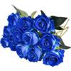 Eclove 12 Pcs Rose Artificiali, Realistiche Singola a Gambo, Fiori Artificiali Finto 30cm Lungo Rosa Finta, Bouquet da Sposa in Seta per Decorazioni in Casa per Giardino Feste Ufficio (Blu)