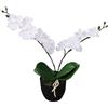 vidaXL Orchidea Artificiale in Vaso 30cm Bianca Piante Finte Fiori Arredo Casa