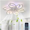 LASANYA Ventilatore Da Soffitto A Forma Di Fiore RGB Con Luce E Silenzioso, Lampada A Sospensione Motore DC Dimmerabile A LED, Ventilateur De Plafond Con Luce E Telecomando, 6 Velocità