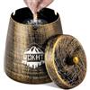 MOKHT Posacenere da Esterno 10 * 9 * 10 cm - Antivento in Acciaio Inox, Portatile con Base Antiscivolo, Chiuso Antiodore con Coperchio, da Tavolo - Bronzo