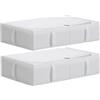 TYEERS Contenitori Sottoletto con Coperchio, Tessuto Durevole, Lavabile, Pieghevole, Scatole Portaoggetti per Vestiti, Coperte, Lenzuola, Scarpe, 70x42x18 cm, Confezione da 2, Bianco