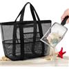 Fizdoqg Set di borsa per spiaggia, grande borsa da spiaggia, giocattolo di sabbia, borsa a rete, pala di sabbia, per raccogliere conchiglie
