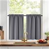 PONY DANCE Tende Oscuranti per Interni a Vetro Finestra Tende Termiche con Tasca Oscurante per Cucina Curtains Grigie Tendine per Finestra 2 Pezzi 60x150 CM