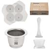Madama - Capsula Ricaricabile e Riutilizzabile Compatibile con Nespresso. Acciaio inossidabile con tappi adesivi in alluminio.(1 Cialda, 100 Tappi in Alluminio)