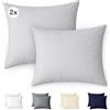 Ôhm Federe 40x40 cm Set da 2 100% Cotone Jersey Grigio | Adatte a cuscini standard, guanciali e cuscini decorativi; delicate sulla pelle sensibile e pronte da regalare in set da 2.