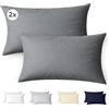 Ôhm Ohm Federe Cuscini 30x50 cm Set di 2 in 100% Cotone Jersey 150 g/m² in Antracite con cerniera - federa morbida per cuscino cervicale e da viaggio traspirante e facile da lavare