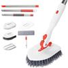 Aurobest 4-in-1 Spazzola Piastrella Bagno con Manico Lungo, Spazzole Pulire Piastrelle Aggiornata, Mop Pulizia Doccia Funzioni Diverse, Scrubber Staccabili per Vasca, Pavimento, Parete, Cucina, Lavandino