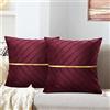 MAIXUN Federe Cuscini in Velluto Borgogna Rosso e Verde - Copricuscini Decorativi Morbidi per Divani, Auto, Soggiorno, Camera da Letto - Set di 2, 45x45 cm