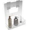 Agplex Porta Sapone per Doccia in vetro acrilico plexig. vaschetta ampia 2 ganci porta asciugamani integrati, porta sapone doccia da appendere (Spessore BOX doccia 16-25 mm) - Made in Italy